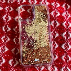 I Phone Gold Flowing Sequins and Balls Phone Case Never Used